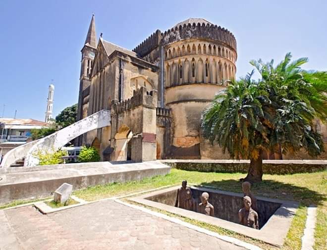Former Slave Market in Stone Town — Anglican Cathedral, historical site, slave pit sculptures